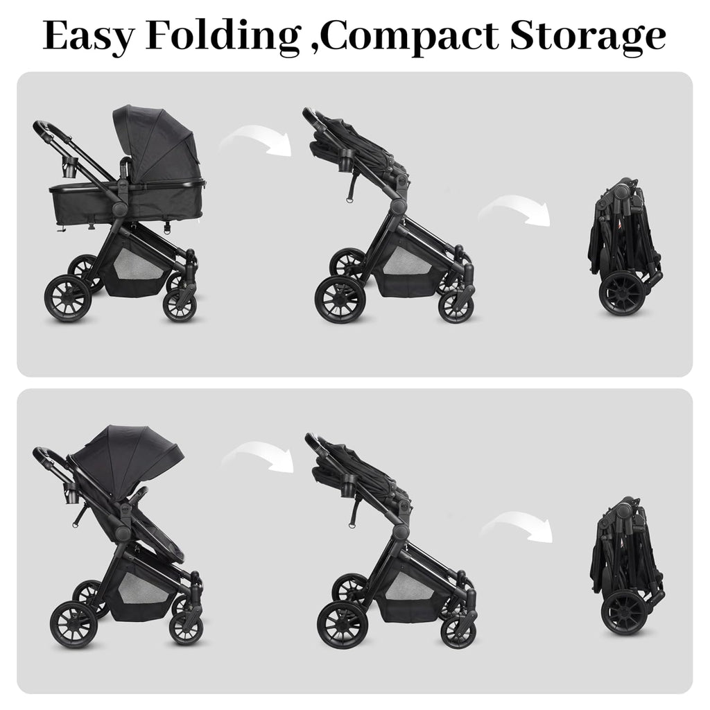 Lightweight in-1 Baby Stroller with Reversible Seat, Black