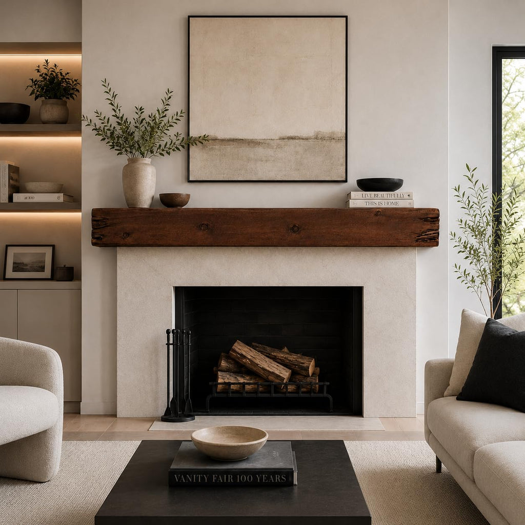 Fireplace Mantel, Distressed, Rustic, Floating Shelf, Modern, Real Wood. (60Lx6Hx8D, Provincial)