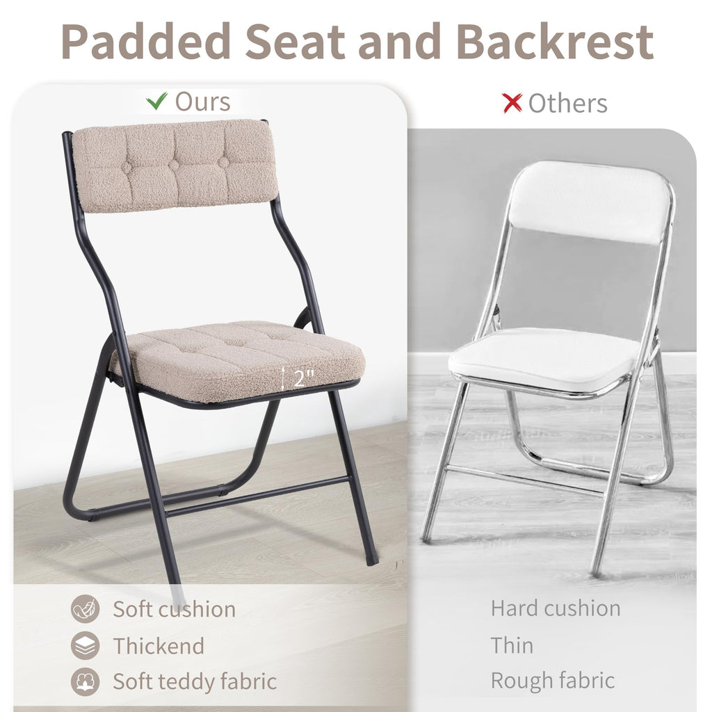 Padded Folding Chairs, 4 Pack Dining Chair with Cushion