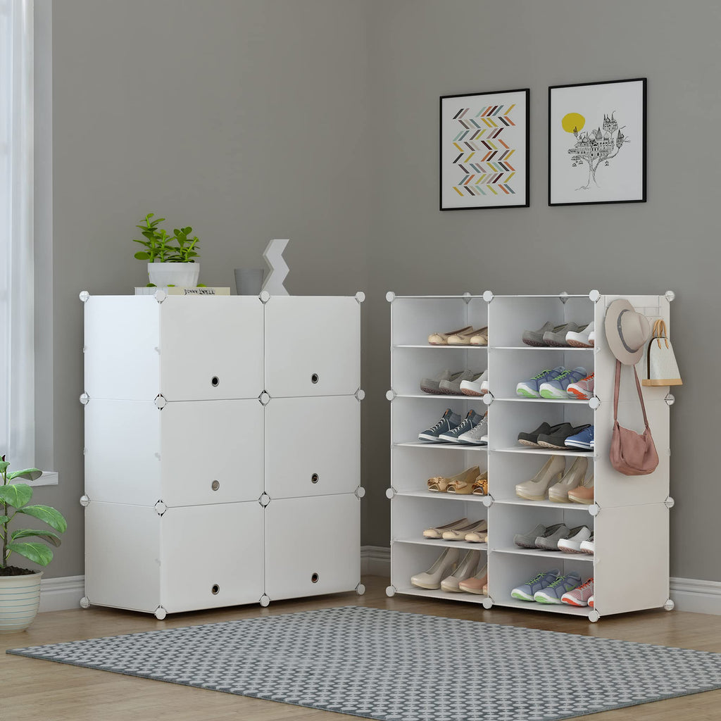 Shoe Rack Organizer 24 Pair Modular Shoe Storage Cabinet for Closet