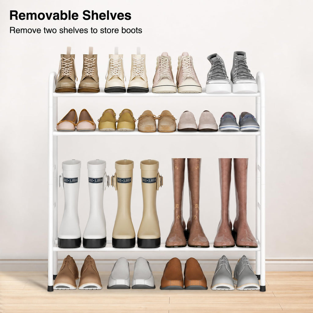 5-Tier Expandable Shoe Rack for Closet, Entryway, 24 Pairs, White