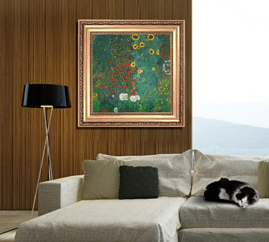 The Water Lilies (23x23(F808), Farm Garden by Gustav Klimt Oil Painting Reproduction Giclee Wall Art Canvas Prints