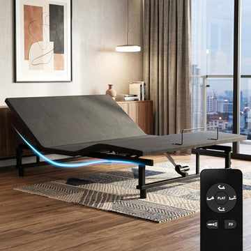 King Adjustable Bed Frame with Wireless Remote, Electric Bed Base, Black