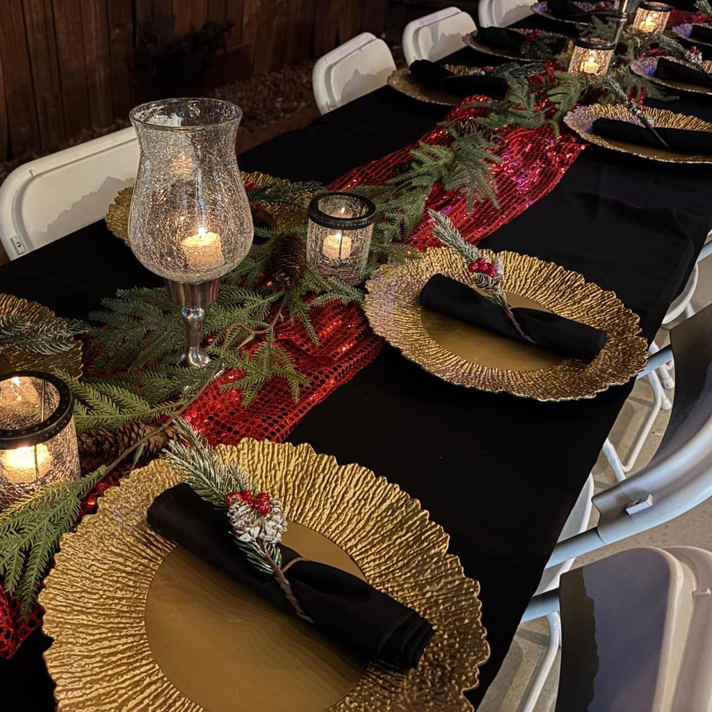 Gold Charger Plates, 13" Plastic Reef Serving Chargers for Dinner Plate Reusable Round Shiny Decorative - Set of 12