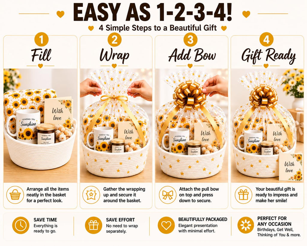 Large Empty Gift Basket Set - Includes Big Woven Basket, Gift Wrap, Confetti & Greeting Card, Ideal for Bridal