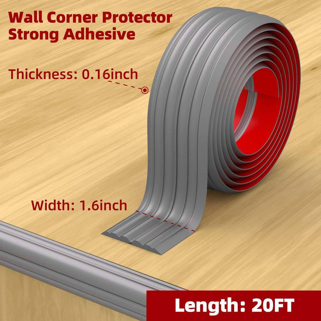 Wall Corner Protector Trim, 20 Feet Flexible Inside & Outside Guard, Peel and Stick Molding, Self-Adhesive Strip for