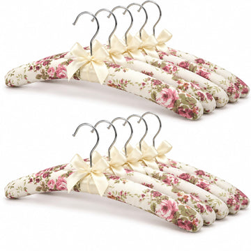 Long Floral Padded Hangers for Women Clothing, Sweaters, Clothes, 10 Pack