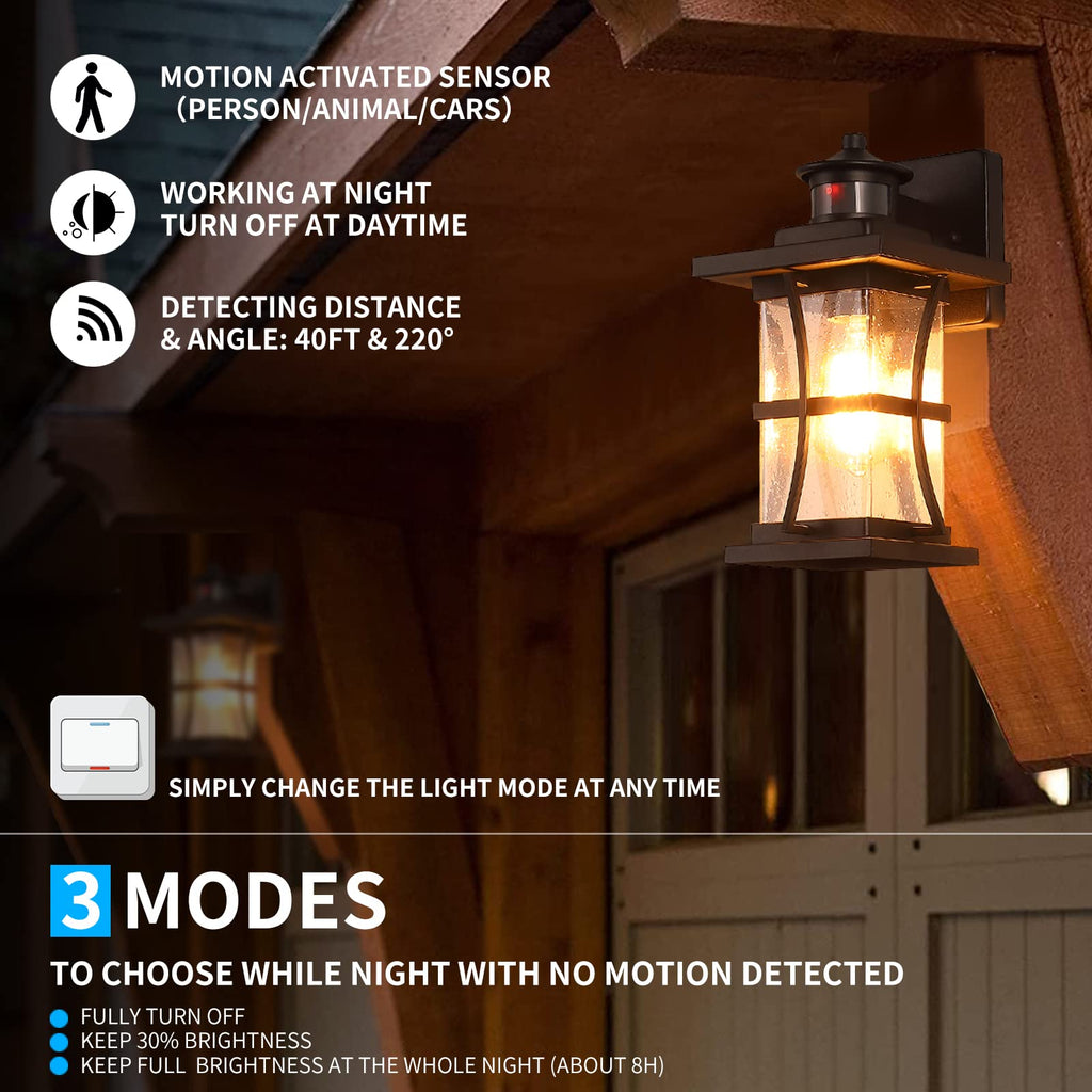 Motion Sensor Outdoor Wall Lights Fixture, Advanced Dusk to Dawn Exterior Lighting, Outside Light, Garage, Anti-Rust