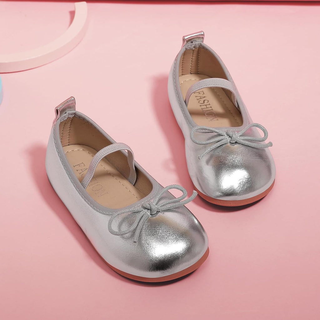 Toddler Girls Dress Shoes Mary Jane Flats Bow Flower Loafers