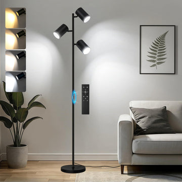LED Tree Floor Lamp, 36W Super Bright Reading Lamp with Remote, Dimmable Tall Standing Light with 3 Rotatable