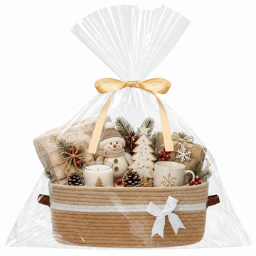 Woven Gift Basket Empty with Handles, Yellow