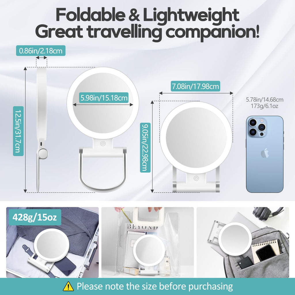 Magnifying Mirror with Light 30X, Double-Sided 1X/ 30X Magnifying Makeup Mirror with Tweezer, 2000mAh 3 Colour Modes