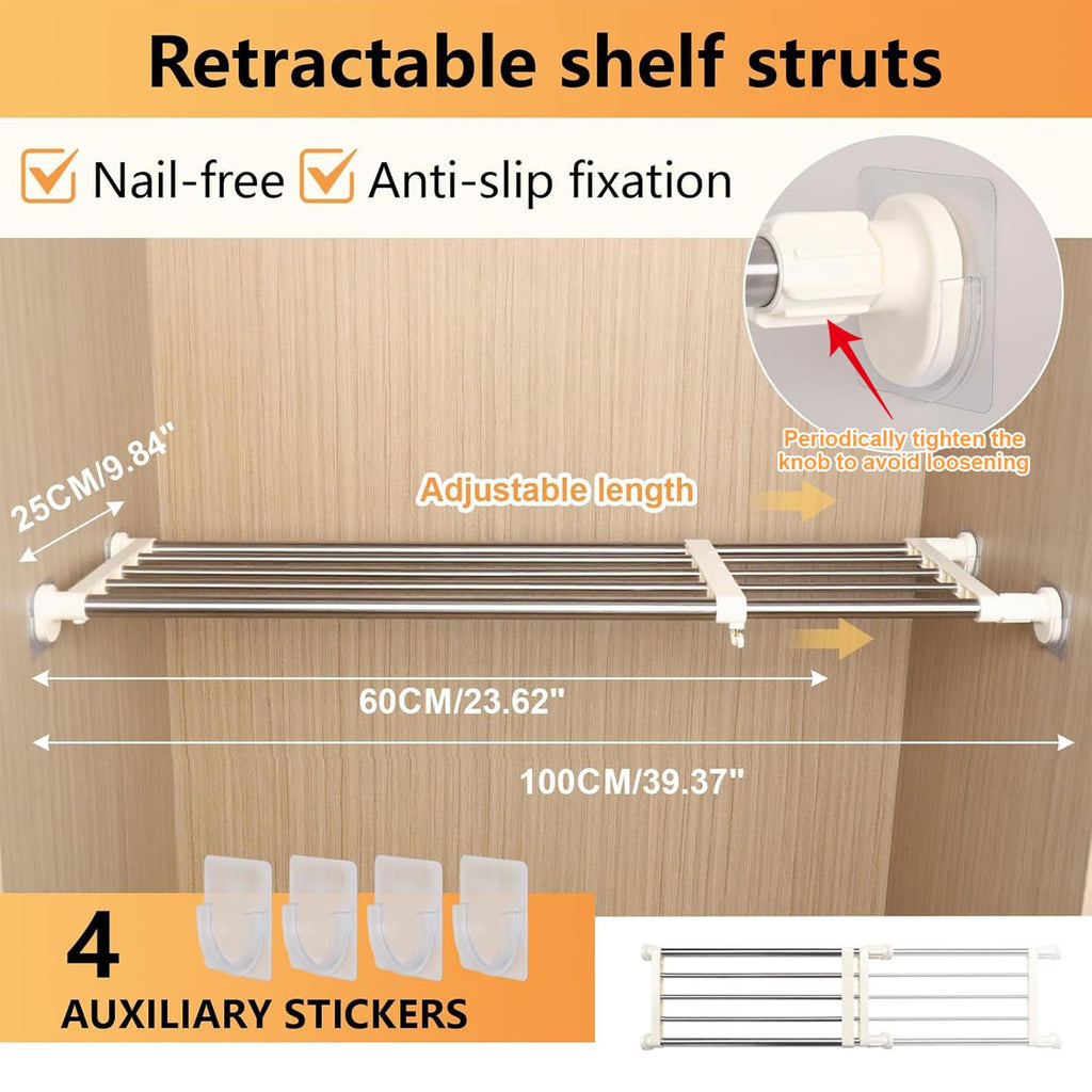 Tension Closet Shelf, Adjustable Storage Rack Separator