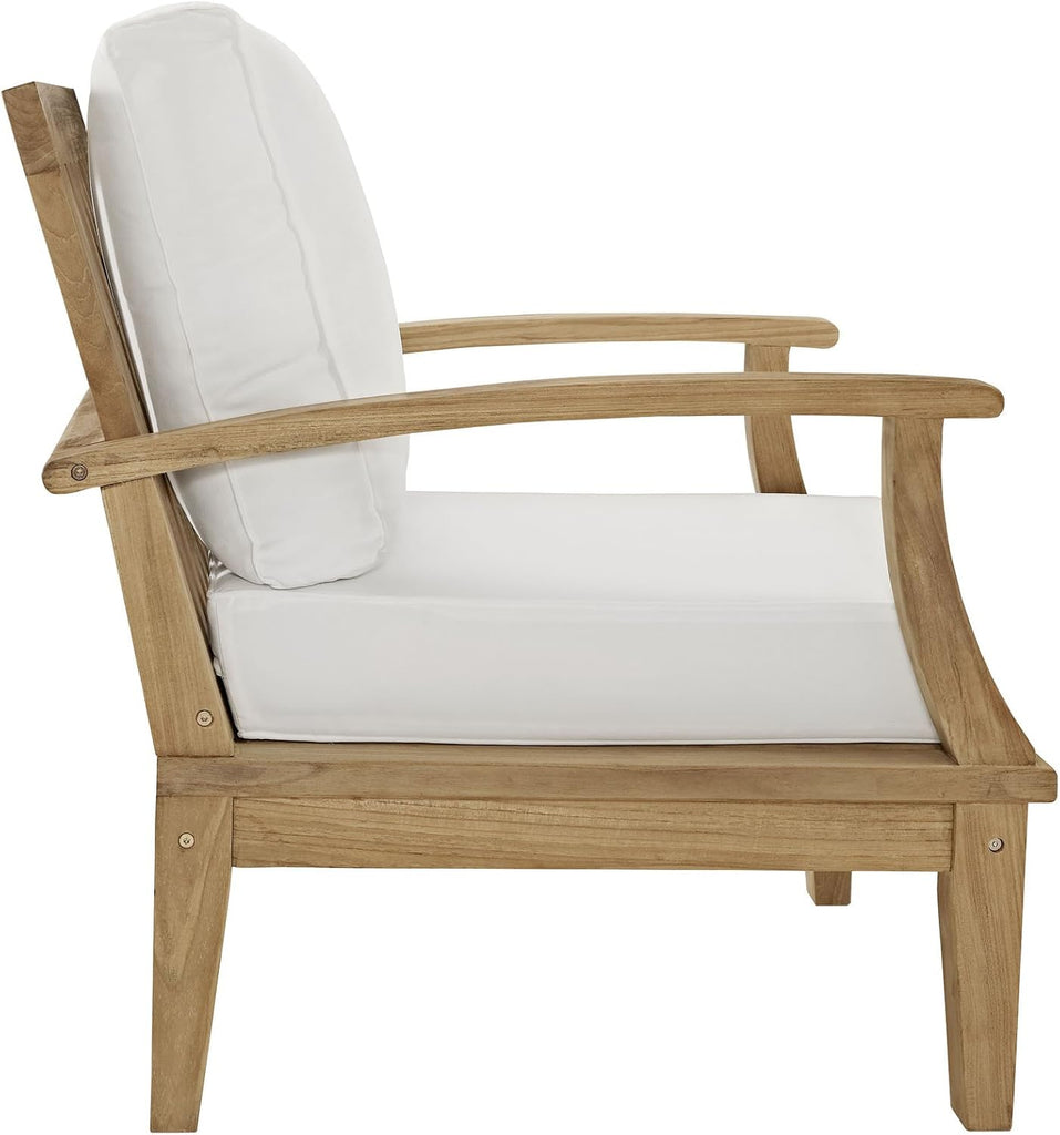 Marina Premium Grade A Teak Wood 5-Piece Outdoor Patio Furniture Set in Natural White