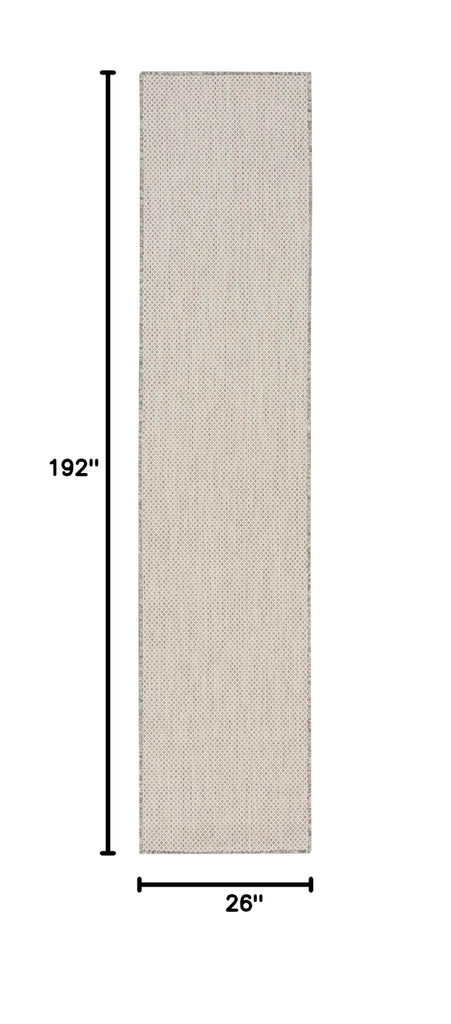 Courtyard 16' Runner Indoor/Outdoor Serged Edges Runner Ivory Silver