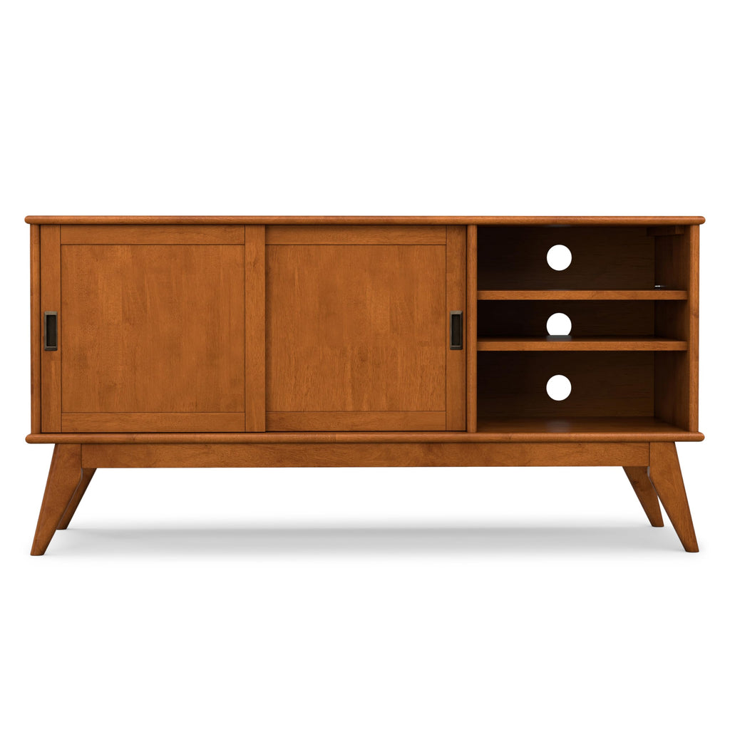 Draper 60" Wide Solid Wood TV Stand in Teak Brown