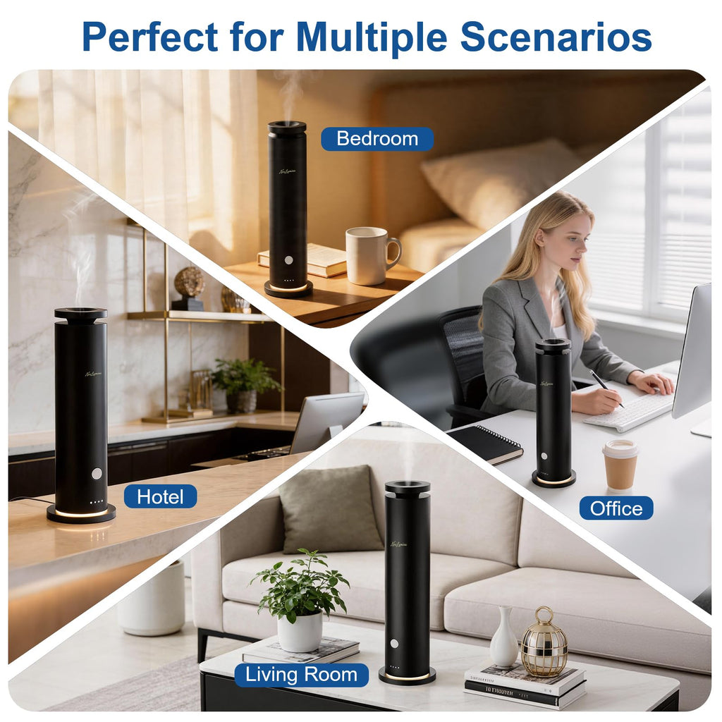 Waterless Diffuser Pro with 5 Scent Oils, Luxury Hotel-Class Essential Oil Diffuser Aromatherapy Machine with 1500 Sq