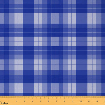 Blue Checkered Fabric by The Yard Rustic Farmhouse Style Fabrics for Sewing Lovers Patchwork Retro Geometric Plaid