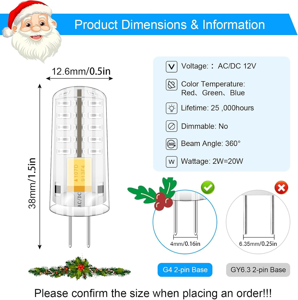 Red LED Decoration Light G4 Bi Pin 2W 20W Halogen Replacement Color Light