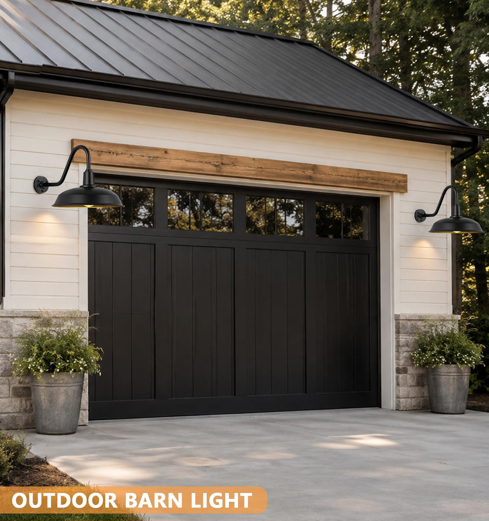 21" Large Black Gooseneck Barn Light, Outdoor Wall Fixture
