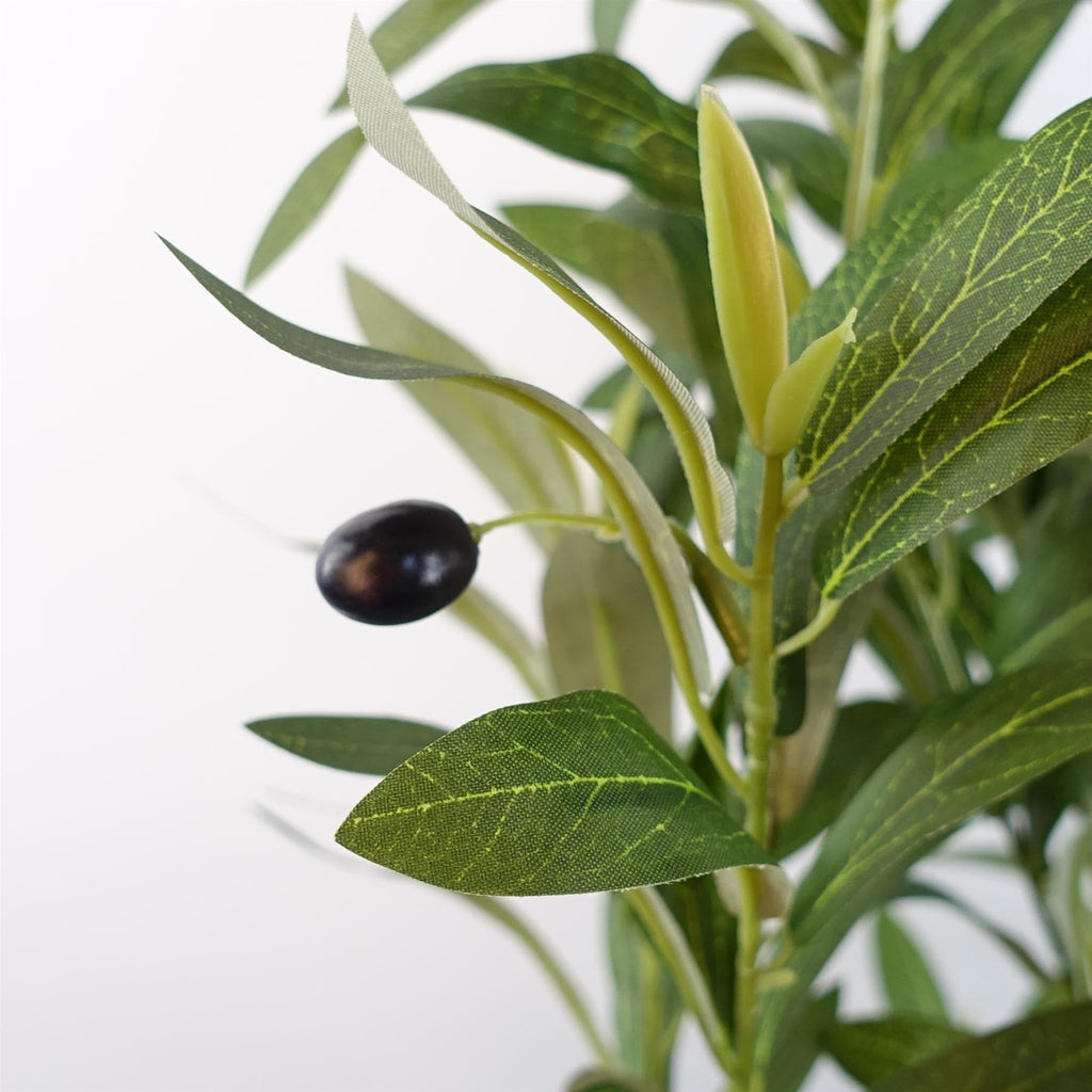 Design UK Black Plastic Pot, 120cm Artificial Natural Look Olive Tree with Wooden Trunk