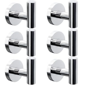 Towel Hooks, 6 Packs Wall Mount Towel Holder, Black Matte Wall Robe Hook, Stainless Steel Heavy Duty Door Hanger Towel