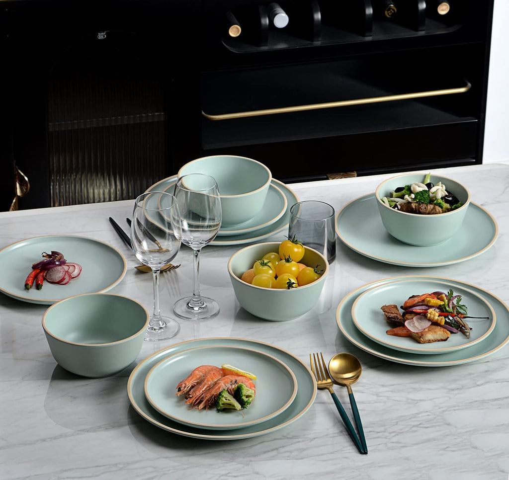Melamine Dinnerware Sets, Plates and Bowls Sets 12 Pcs, Melamine Plates, Dish Set for 4, Unbreakable Dinnerware Set