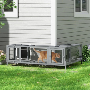 Weatherproof Modular Wooden Cat Tunnel Extendable Outdoor Cat Run