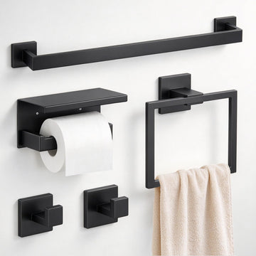 5-Piece Bathroom Hardware Set, 23.6 Inch Towel Bar Set Stainless Steel Towel Racks Round Towel Bar, Towel