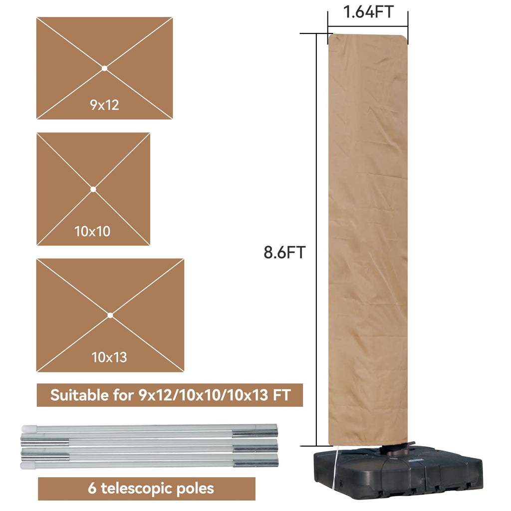 Patio UV Resistant Patio Umbrellas Covers for Cantilever Umbrella with Zipper and Rod