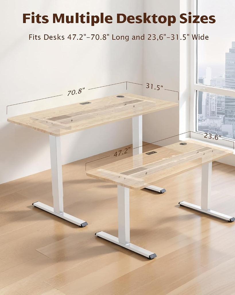 Dual Motor Standing Desk Frame, 225 lbs Capacity, White | Dual motors, 225 lb capacity, memory presets
