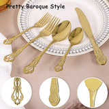 Gold Silverware Set for 8, Stainless Steel Gorgeous Retro Royal Flatware, 40-Pieces Cutlery Tableware
