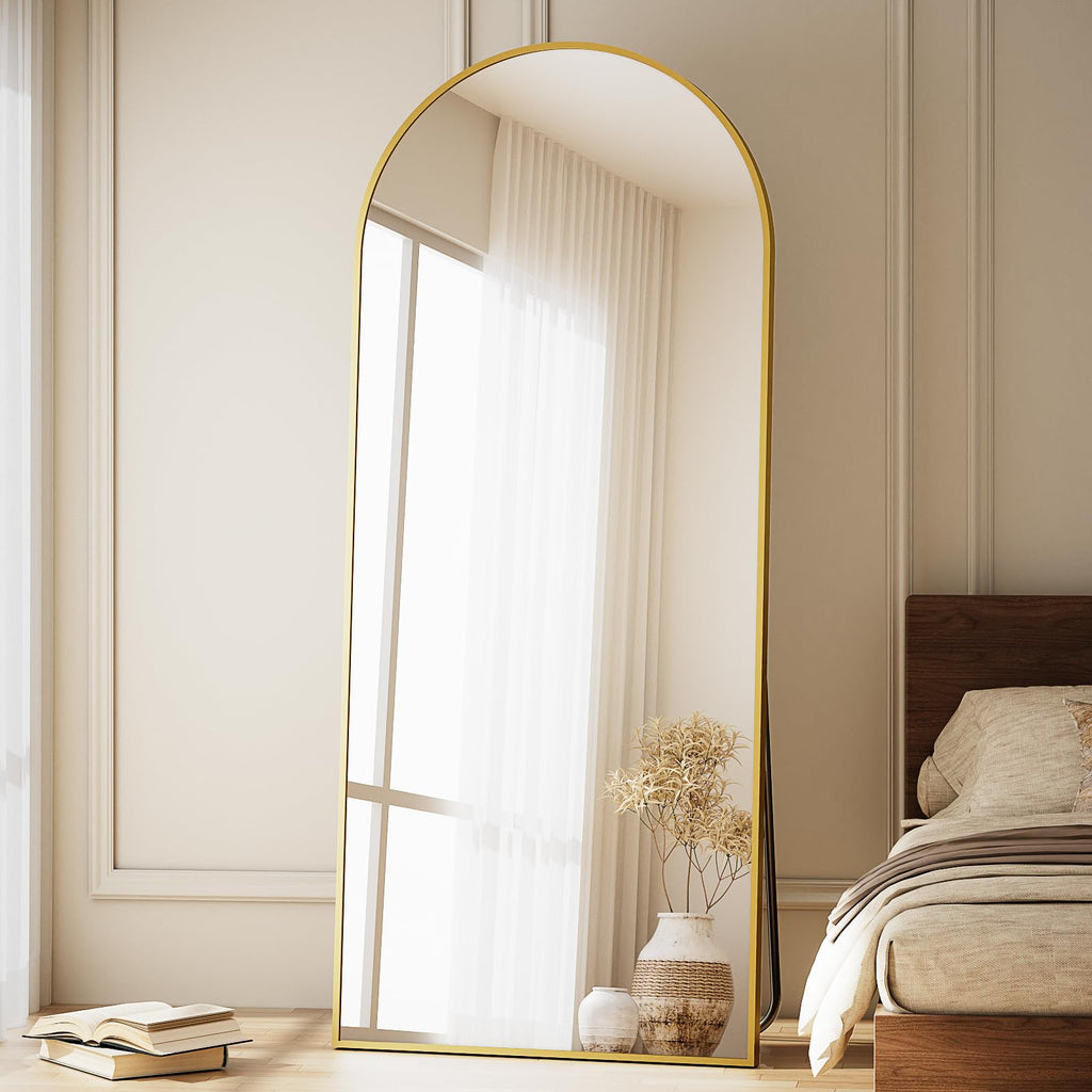 Arched Full Length Mirror - 65" x 24" Floor Mirrors,Gold