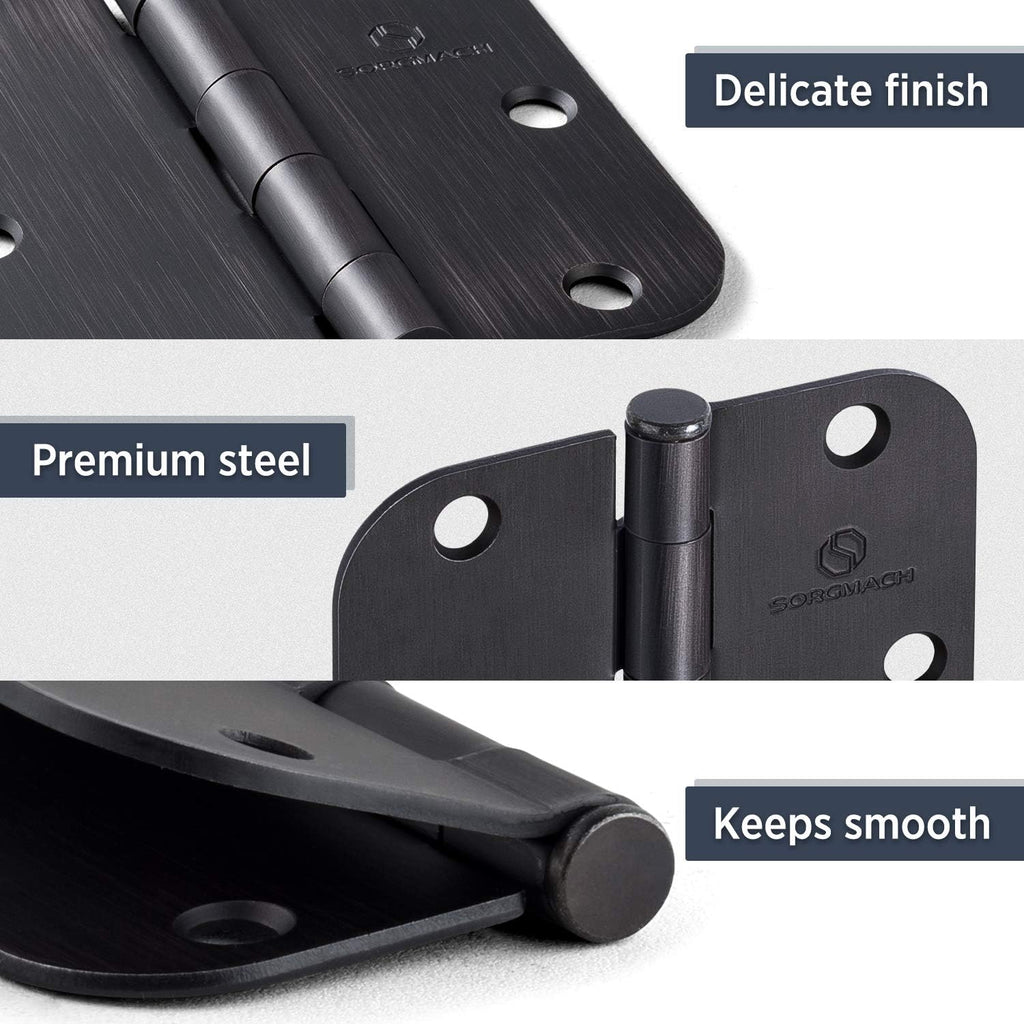 Door Hinge 3 1/2 Inch Interior Door Hinges Matte Black 3.5 Inch Interior Hinges Flat Iron Hinge 3 ½"x 3 ½" Door