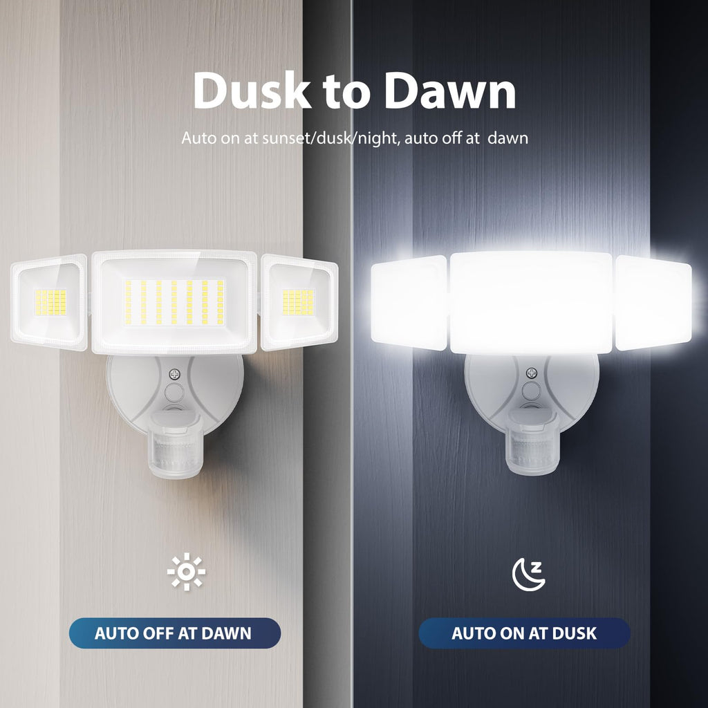 2 Pack 75W LED Motion Sensor Outdoor Lights, Dusk to Dawn Outdoor Lighting, 6500K Motion Detector Flood Light