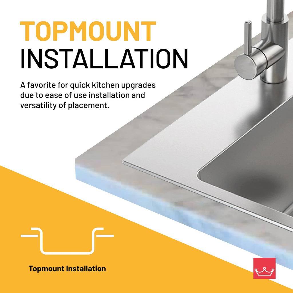 Creemore 33-in LR x 22-in FB x 6-in DP Drop In Double Bowl 1-Hole Stainless Steel Sink