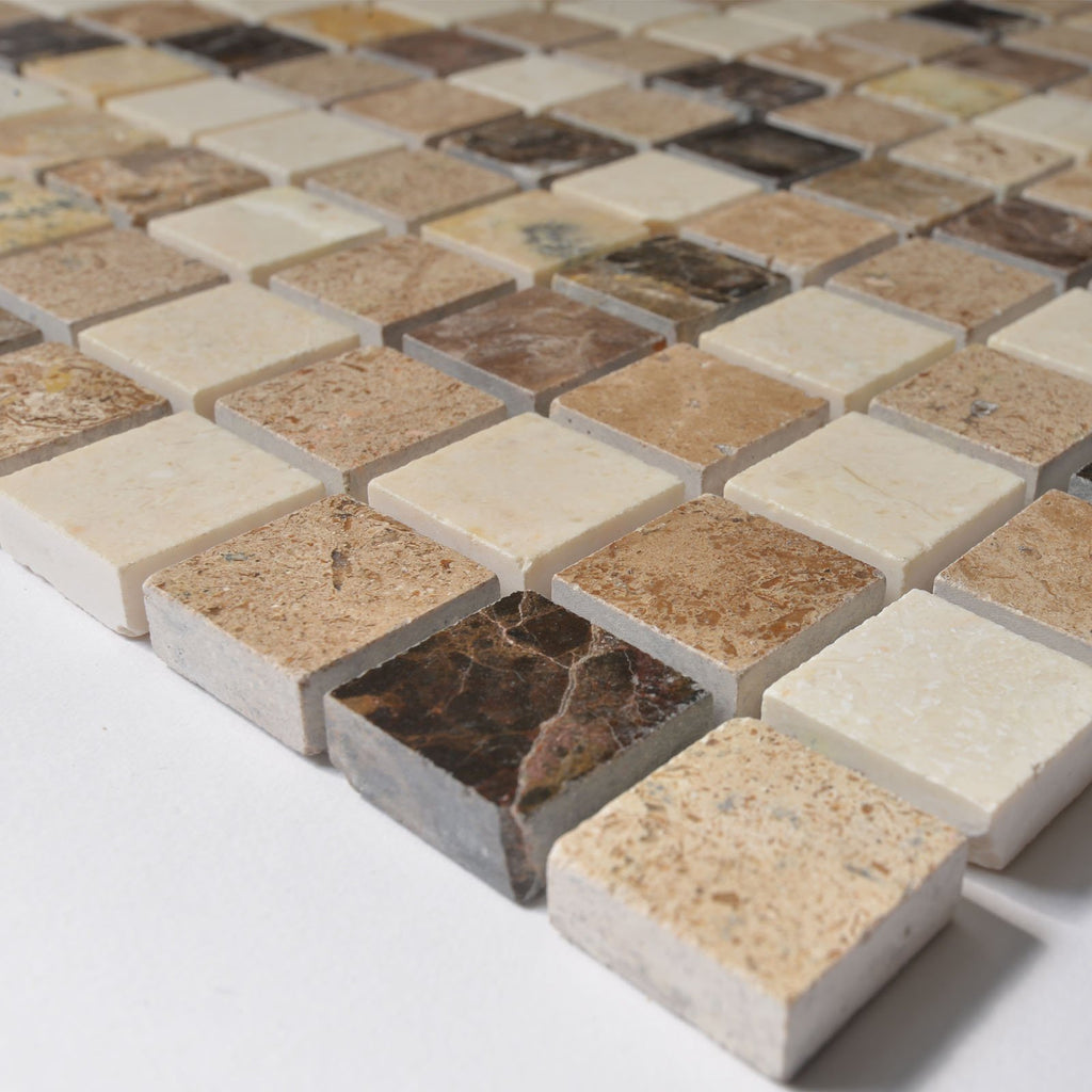 5 Sheets Marble Mosaic Tile Backsplash, Bathroom Shower Floor Etc, Soul Collection, 1"X1" Squares, 12"X12"X3/8"