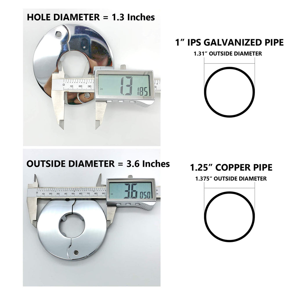 Floor and Ceiling Plate Split Flange, Fits 1 Inch IPS Galvanized Pipe or 1-1/4 Inch Copper Pipe, Chrome Finish (Pack
