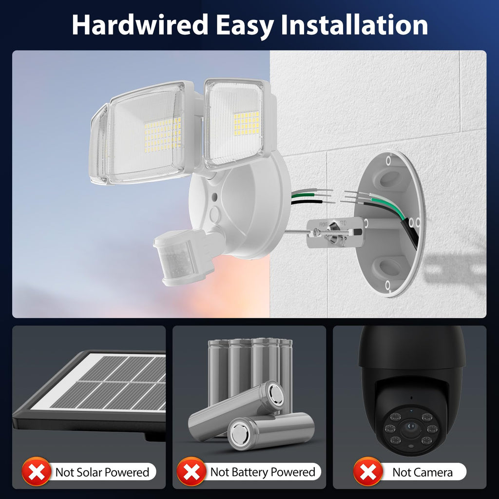 LED Motion Sensor Outdoor Lights, Dusk to Dawn Flood Light Outdoor Motion Sensor, Hardwired Security Lights
