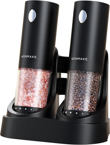 Electric Salt and Pepper Grinder Set, Charging Base, Automatic Rechargeable - Set of 2