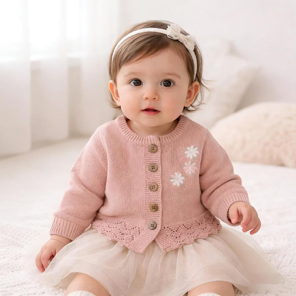 Baby Toddler Cotton Cardigan, Knit Clothes for Baby Girls
