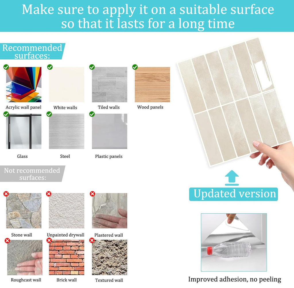 10 Pack Peel and Stick Backsplash Tiles, Waterproof 3D Stickers