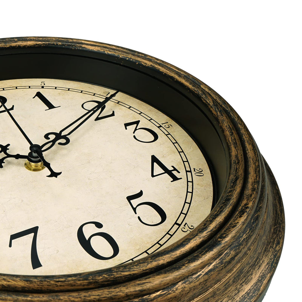 Extra Large Retro Wall Clock, 16'' Non Ticking Classic Silent Vintage Wall Clocks Decorative Kitchen Living Room