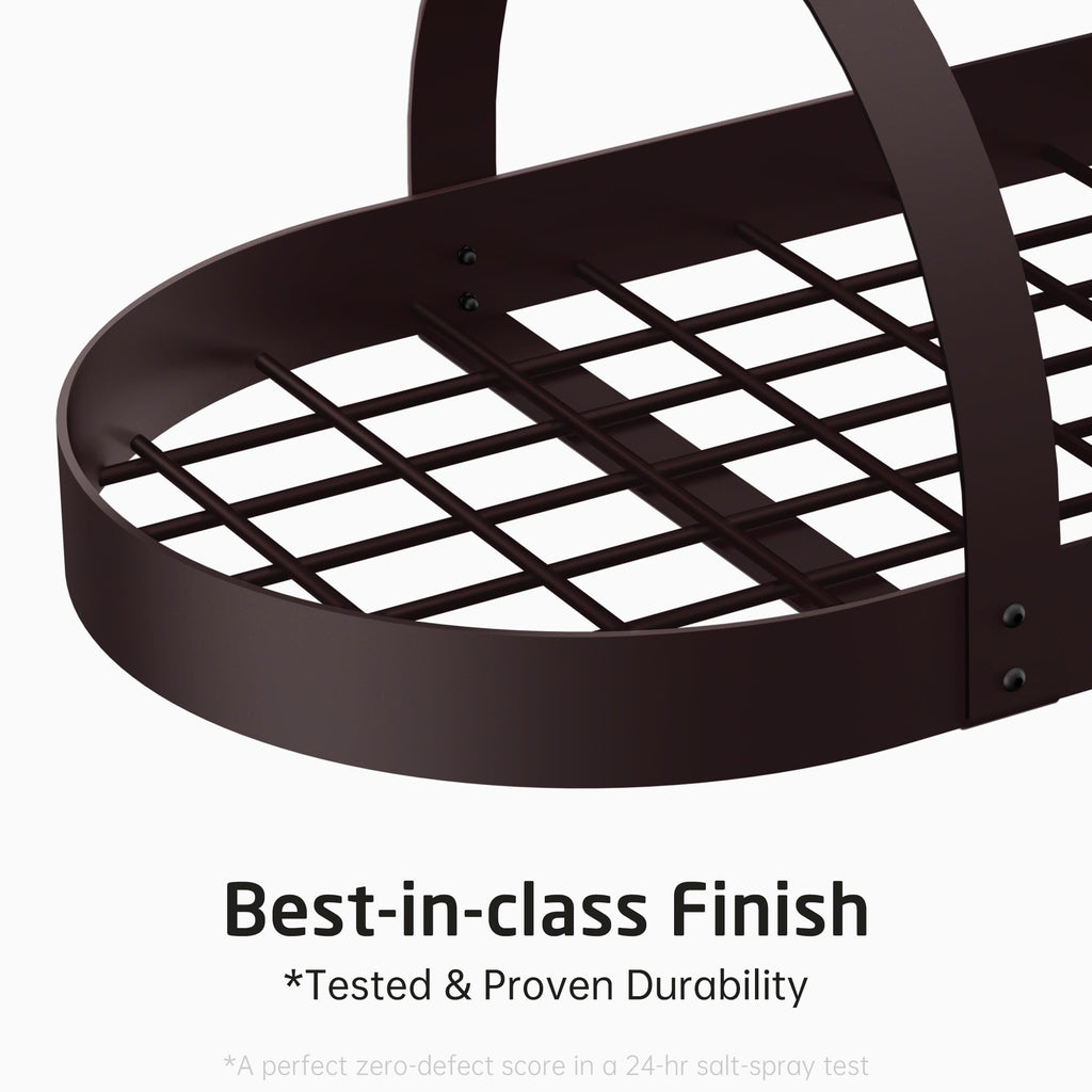 34 Inch Oiled Bronze Hanging Pot Rack, Heavy Duty Oval Pot and Pan Hanging Rack Ceiling Mount, Pot Pan Hangers