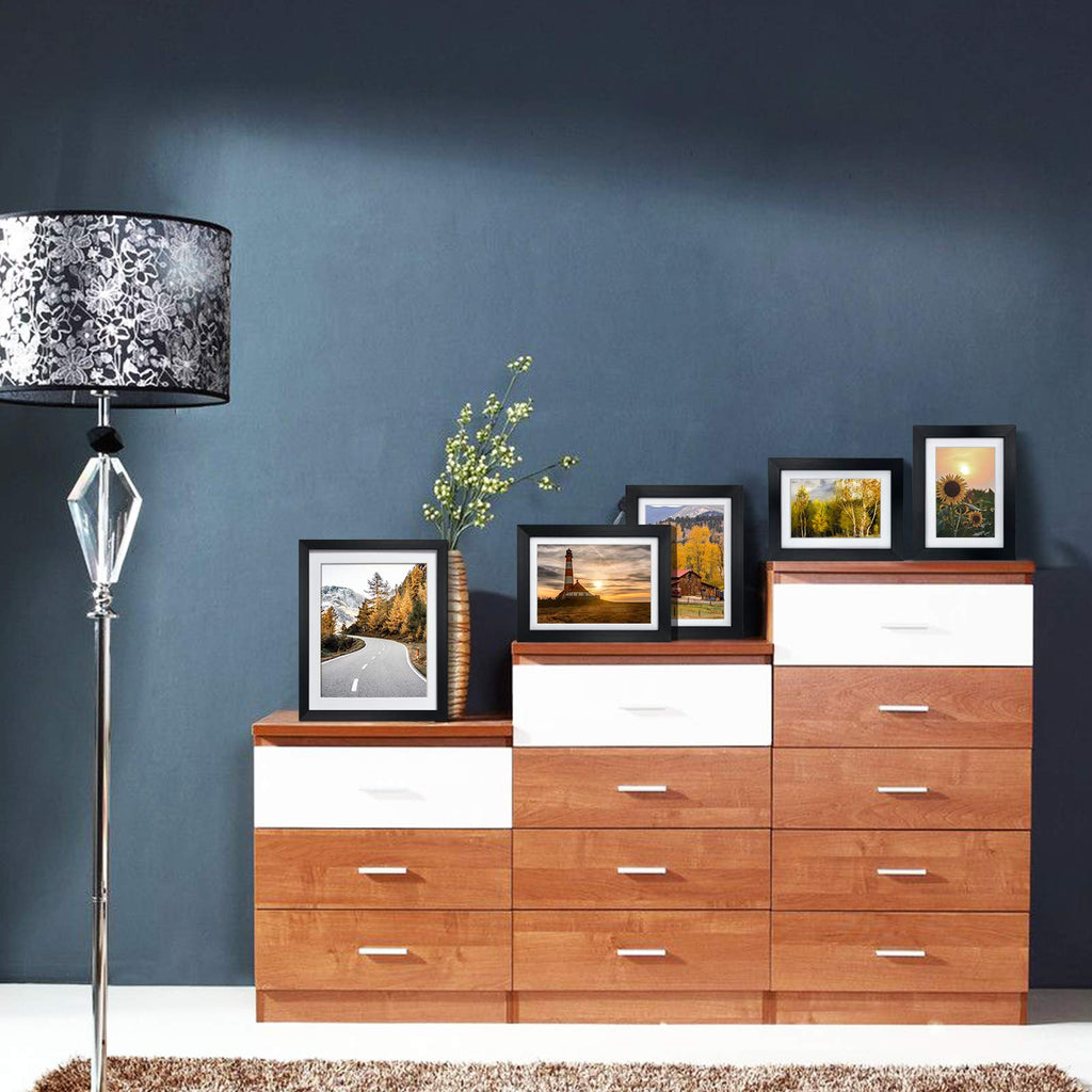 Multi Black Picture Frames with Mat for Multiple Sizes Photos, Four 4x6, Four 5x7, Two 8x10 for Gallery Photo Frame