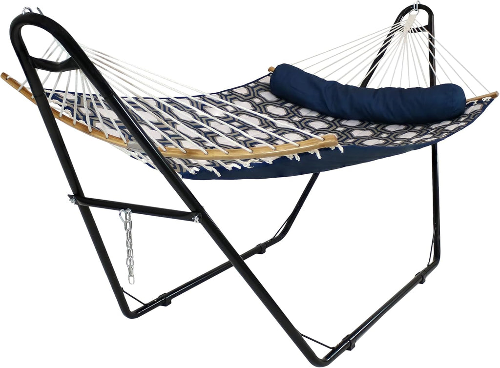 Heavy-Duty Hammock Stand for Outside, 550 lb Capacity, Black | Rust-Resistant Steel Metal Double Hammock Frame, Fits