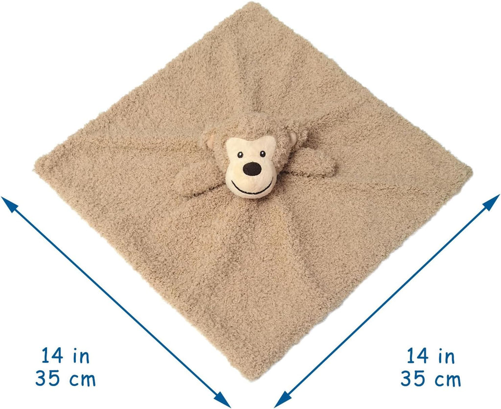 Light Brown Monkey Soft Stuffed Animal Security Blanket, Plush Monkey Character Lovey Blanket, Baby Shower/Nursery
