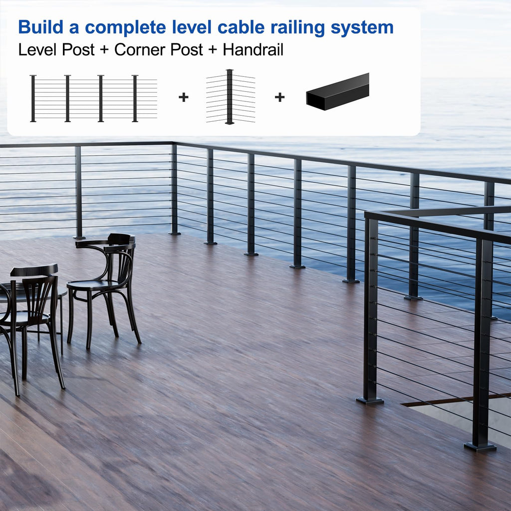 2Pack 10FT Stainless Steel Black Cable Railing Handrail