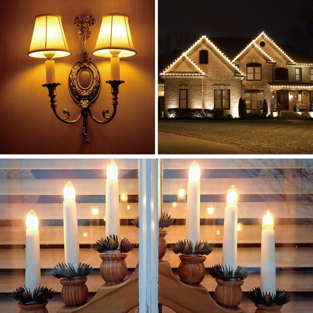 100 Pack C9 Outdoor LED Christmas Light Bulb, E17 Base, Warm White