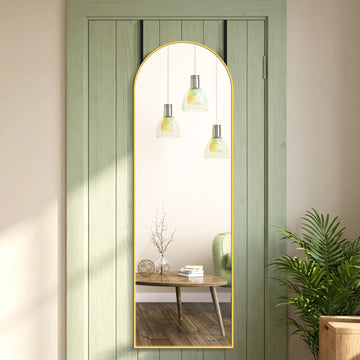 Gold Arched Over The Door Mirror, 47x14 Inches Full Length Hanging Mirror